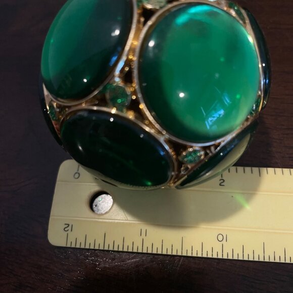 Set Of 4 Vintage Jeweled Glass Christmas Ornaments With Gold-Tone Accents - Gree - Picture 8 of 8